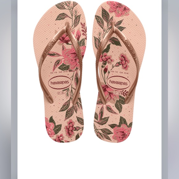 HAVIANAS SLIM ORGANIC SANDAL BALLET ROSE/GOLDEN BLUSH 9/10 - Picture 1 of 4